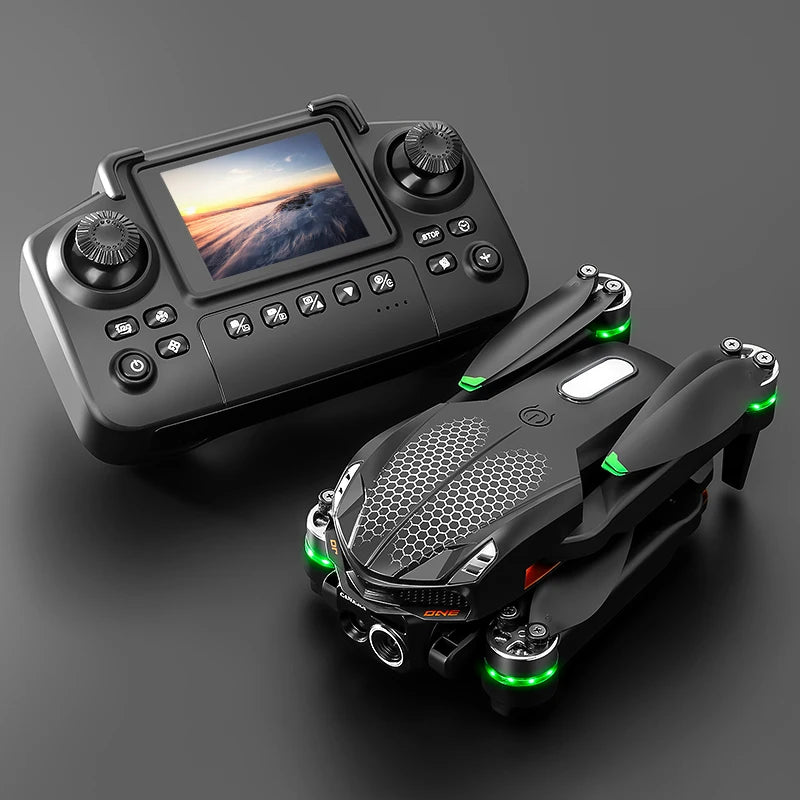 Drone S168 RC 2025 com tela de 2,4 polegadas, motor sem escova, câmeras duplas 8K HD, posicionamento de fluxo óptico, aeronave de brinquedo com prevenção inteligente