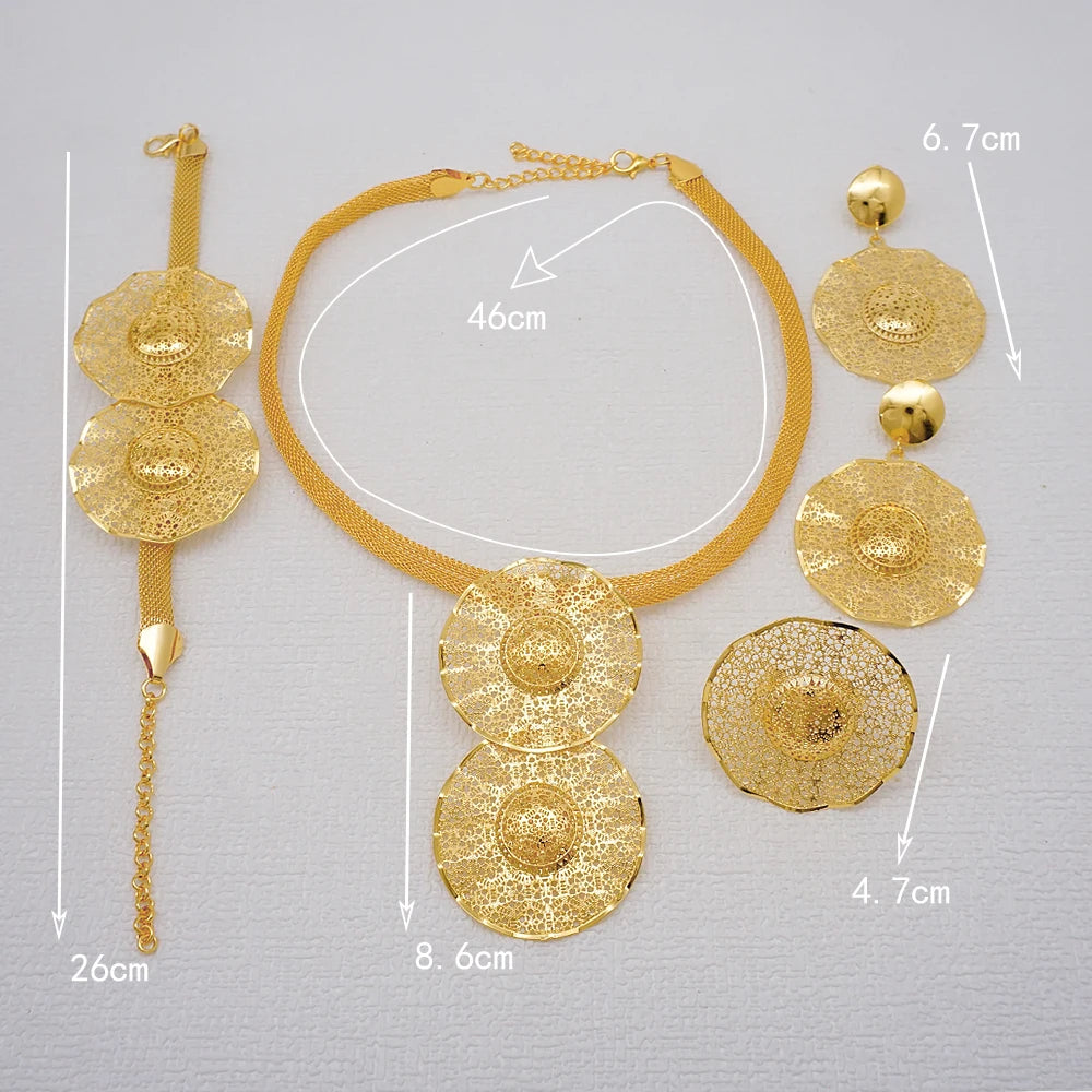 Conjuntos de joias finas 2023 para mulheres, presentes de casamento, colar, pulseira, brincos, anel, joias com contas africanas