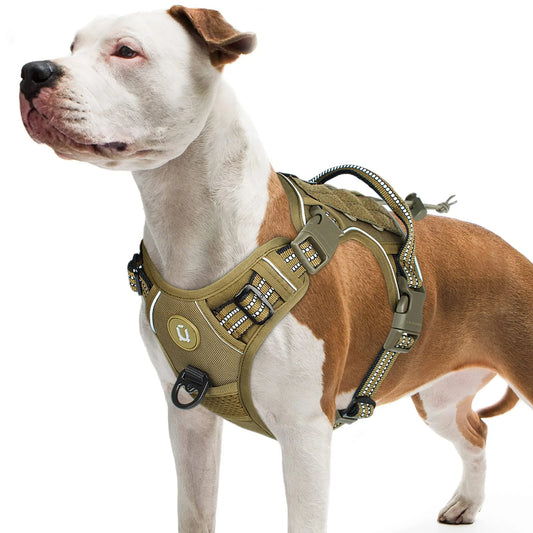 Arnês tático para cães, sem puxar, ajustável e respirável, colete MOLLE para cães de médio e grande porte, refletivo, militar