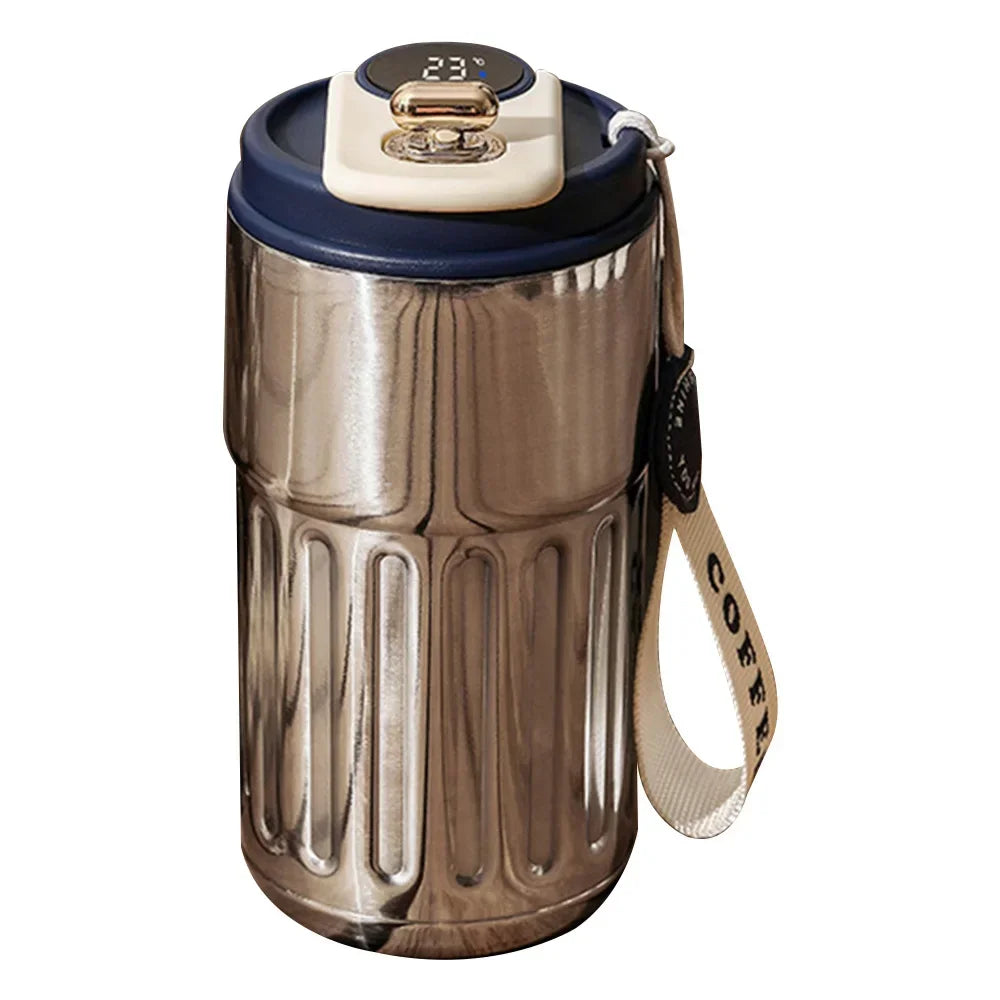 Caneca térmica de 450ml com visor inteligente de temperatura, copo de vácuo de aço inoxidável, copo de café para escritório, portátil para negócios