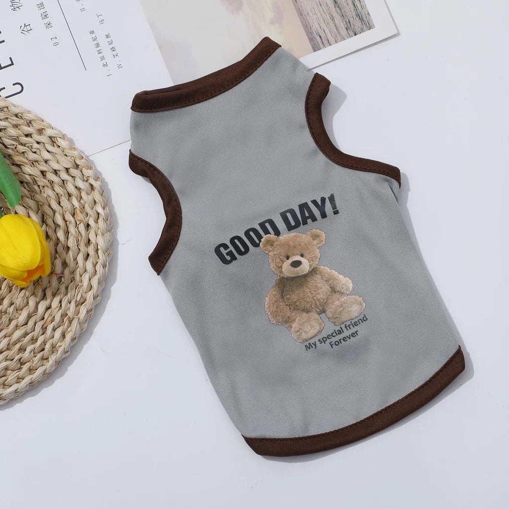 Roupas de cachorro de urso de desenho animado, fantasia fofa de algodão para cachorro, camiseta para animais de estimação, colete para gatos, filhotes de cachorro pequeno e médio, shih tzu, tamanho XS-XXL