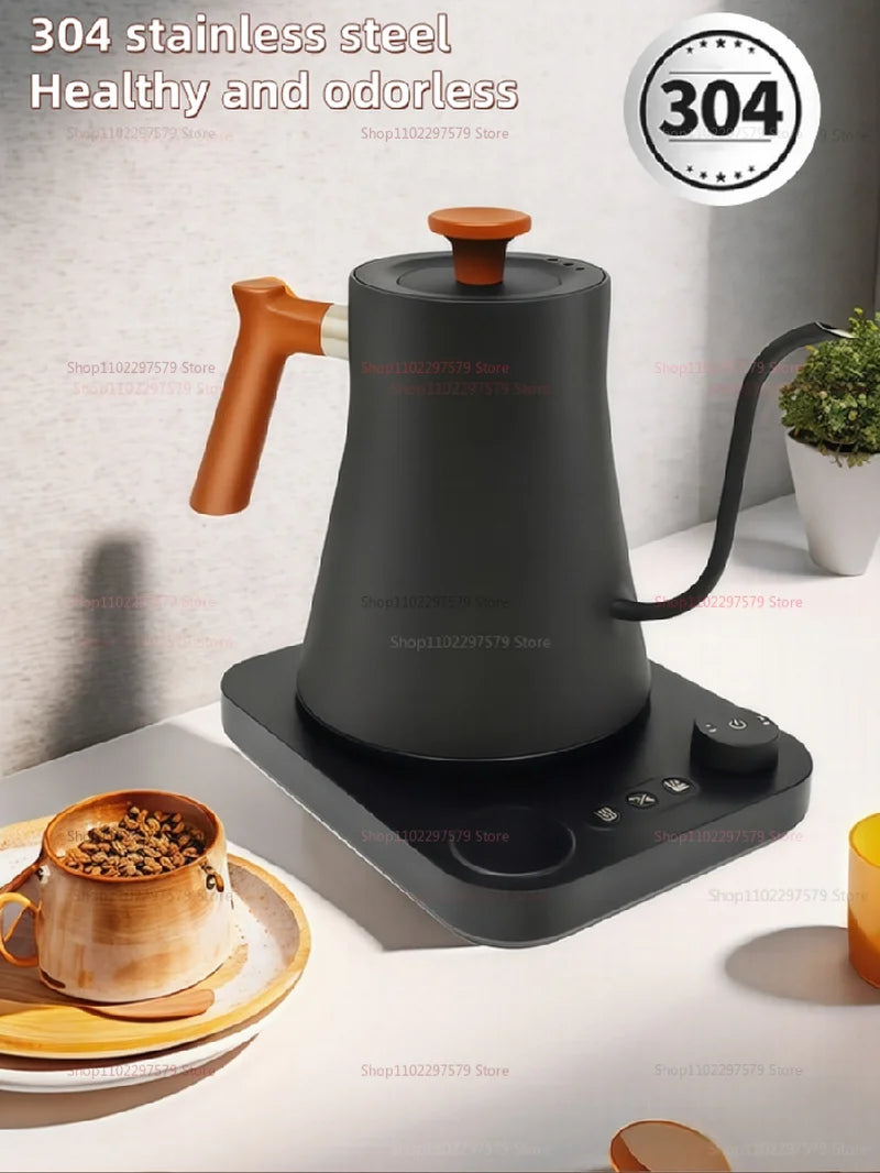 Chaleira elétrica de café coado de 0,9 L, bule de aço inoxidável com controle preciso de fluxo para café preparado à mão e infusão por gotejamento