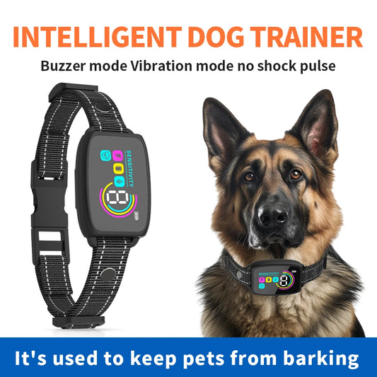 Coleira automática anti-latidos para cães HD Digital recarregável Bark Stopper Smart Stop Barting IP67 Coleira à prova d'água para cães