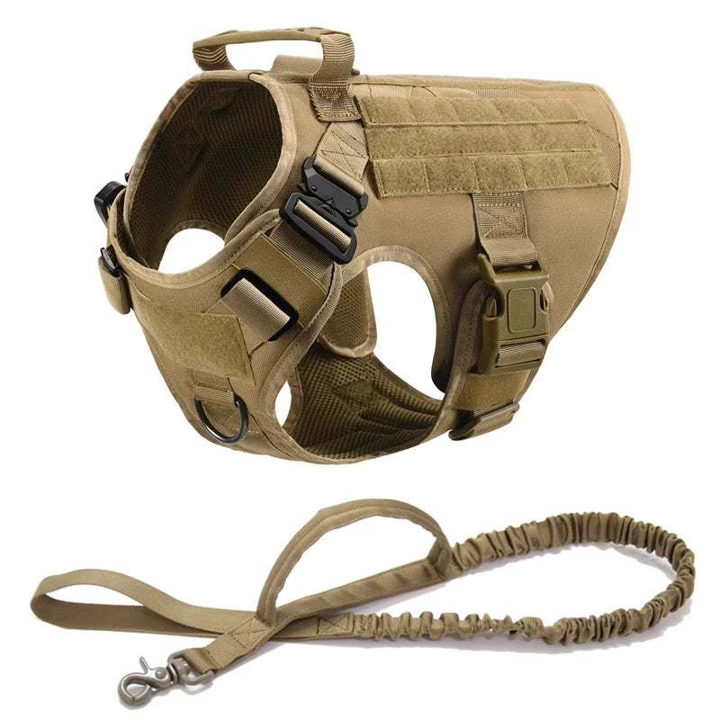 Colete militar tático para animais de estimação, pastor alemão, golden retriever, conjunto de arreios e guia para cães de todas as raças