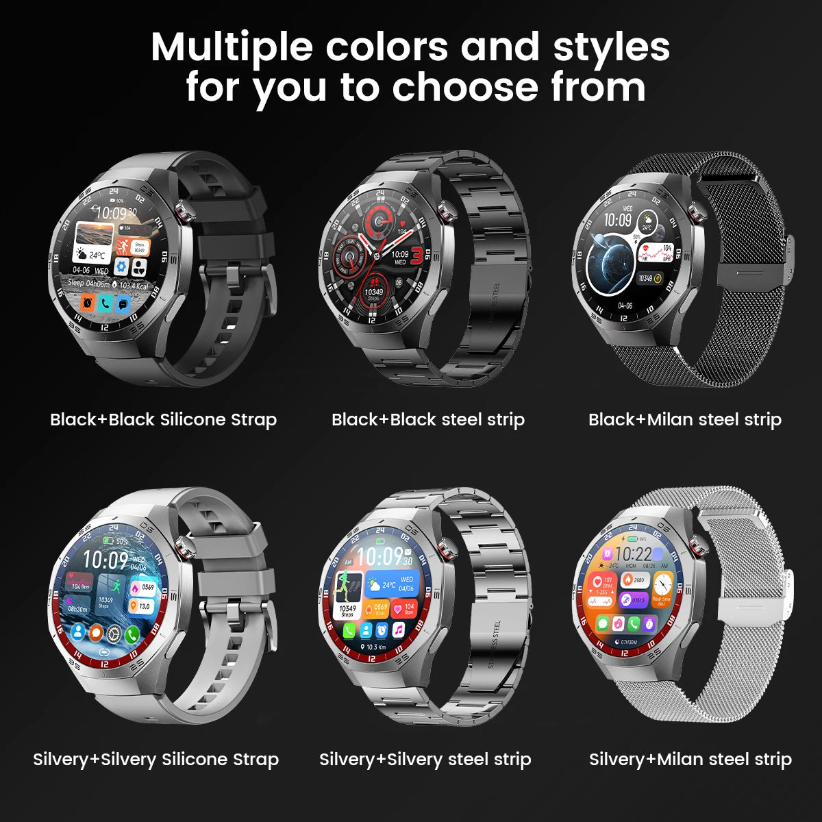 2025 Novo para Android e iOS Smart Watch Masculino Tela AMOLED GPS Trajetória de movimento Frequência cardíaca Bluetooth Chamadas SmartWatch à prova d'água
