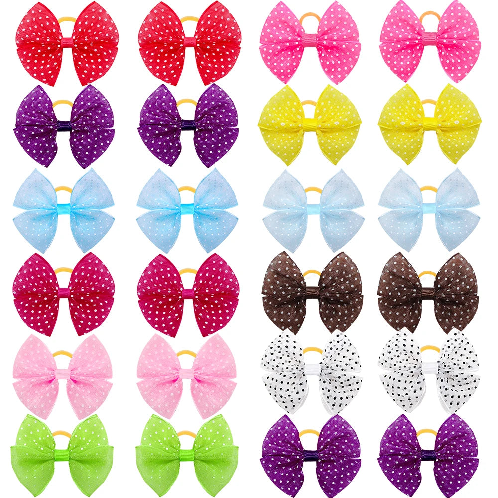 40 peças laços de renda para cachorro com elásticos pontilhados para pelo de cachorro, laço colorido para pelo de cachorro, produtos para animais de estimação