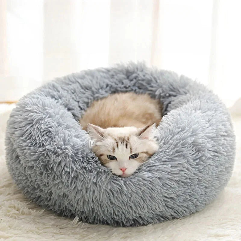 Ninho de pelúcia para animais de estimação, ninho de gato de inverno, ninho de cachorro, quente, removível e lavável, redondo, cama para animais de estimação, decoração sazonal universal para casa