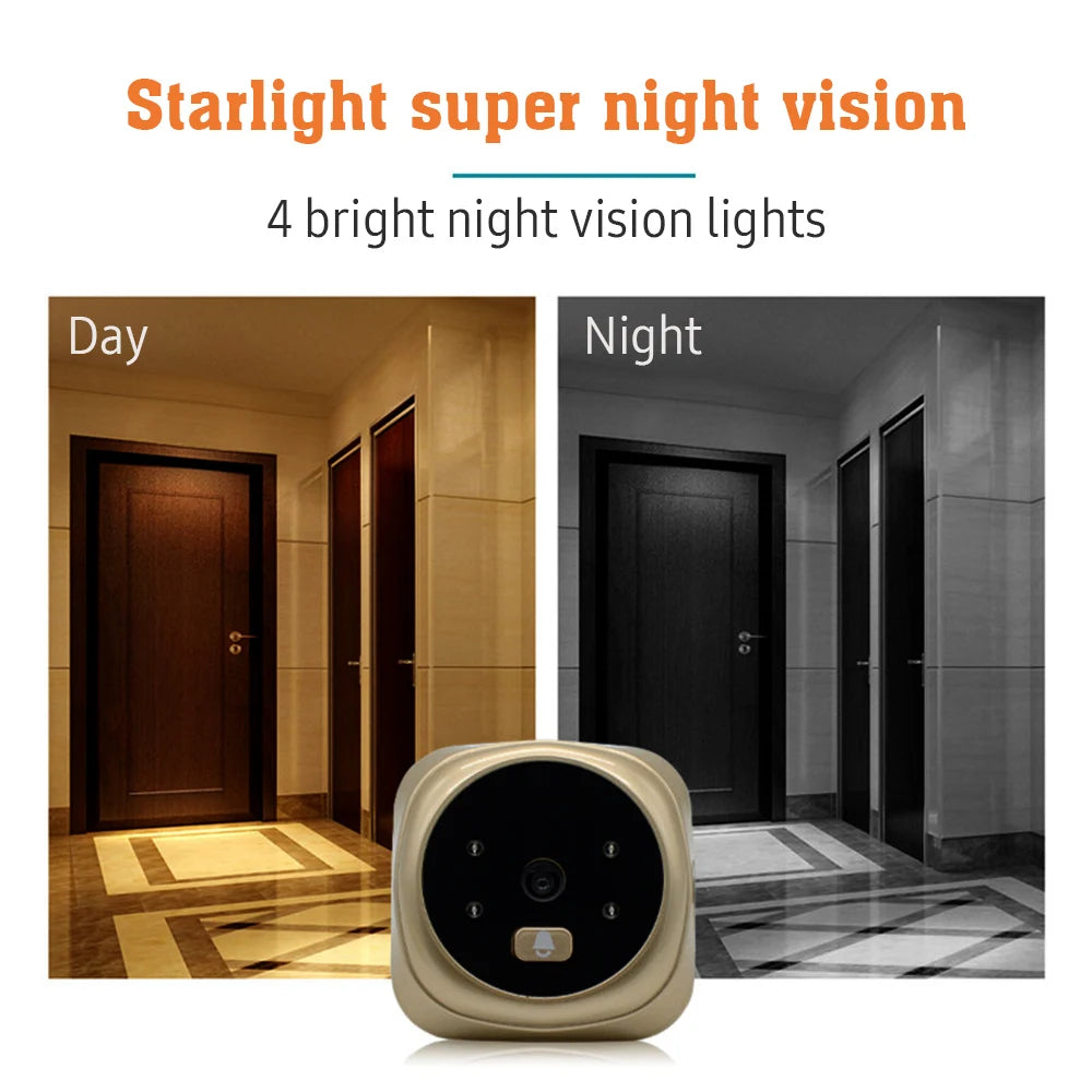 Campainha com câmera de porta WiFi e monitor sem fio, visão ao vivo, visão noturna, fotografia, monitoramento digital de porta (sem bateria)