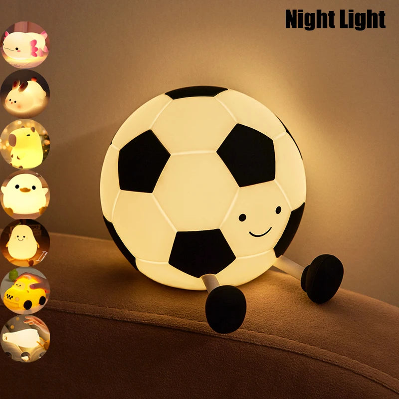 Luz noturna de silicone macio - USB recarregável, controle de toque, lâmpada de cabeceira regulável em 3 níveis para berçário, crianças, bebês e decoração de presentes