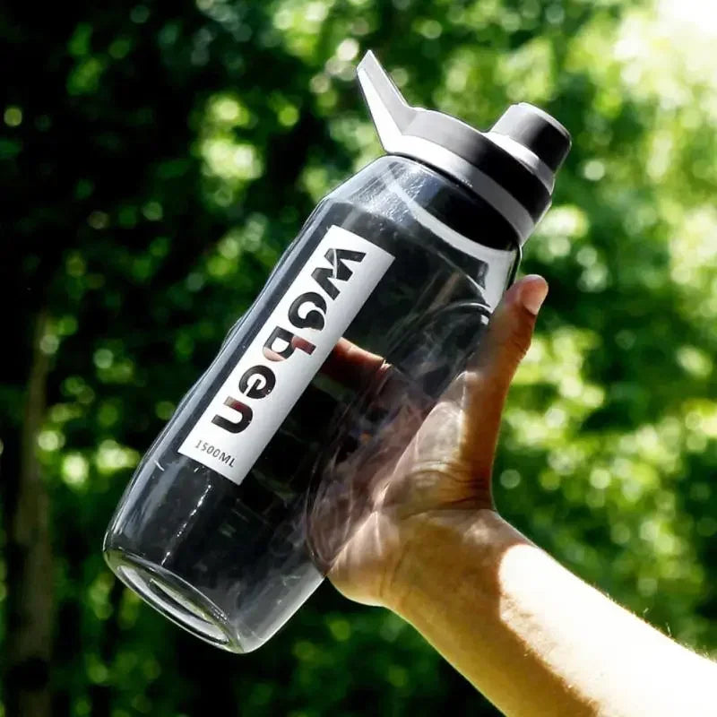 Copo de água à prova de vazamento de 1/1,5L, garrafa de água de plástico ecológico, garrafa esportiva, grande capacidade, garrafa de água de viagem flip