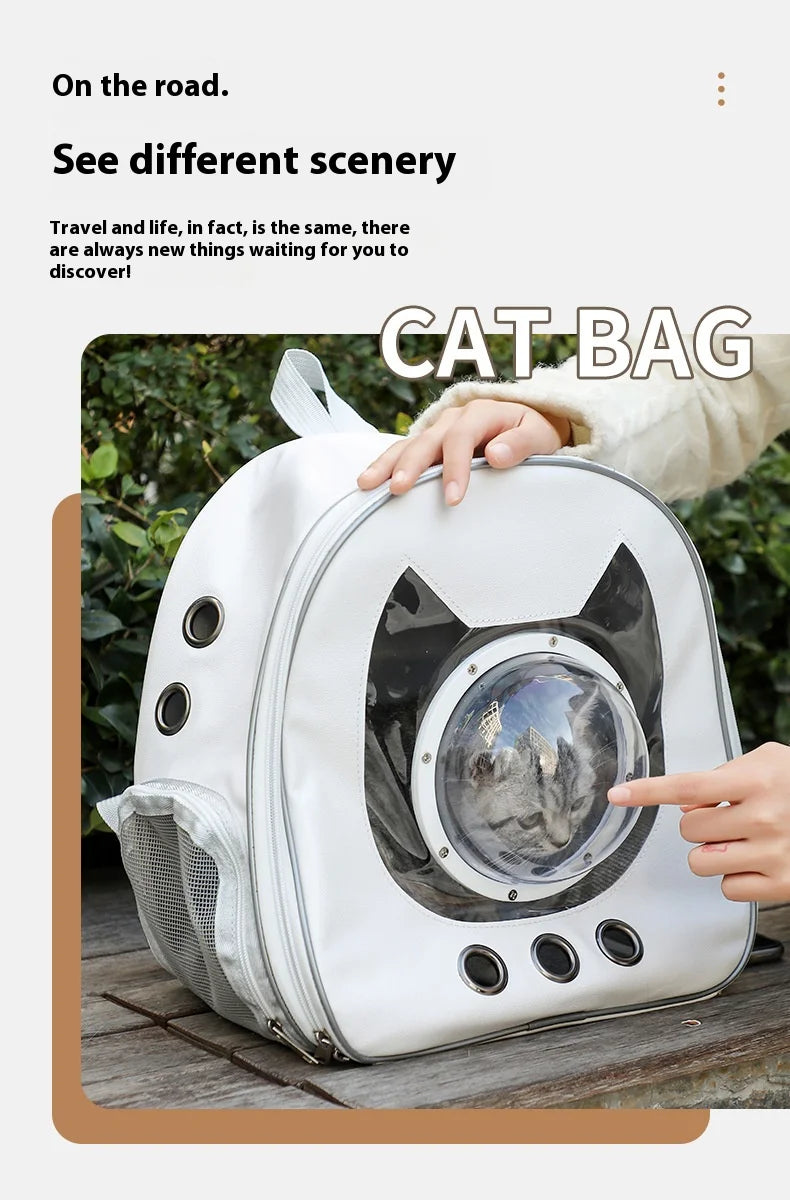 Mochila para animais de estimação Space Capsule com visão de 360°/malha respirável/alça de segurança para transporte de gatos/transportadora de cães com bolha transparente