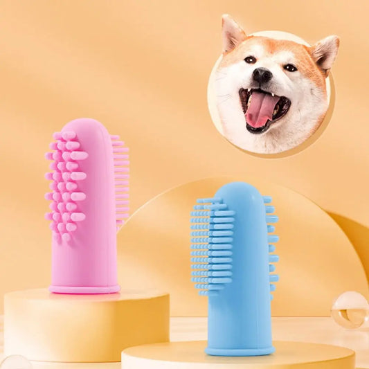Silicone Pet Finger Toothbrush Bite Resistant 360° Cleaning Cats Mouth Cleaner Soft Pet Oral Cleaning Toothbrush for Cats Dogs