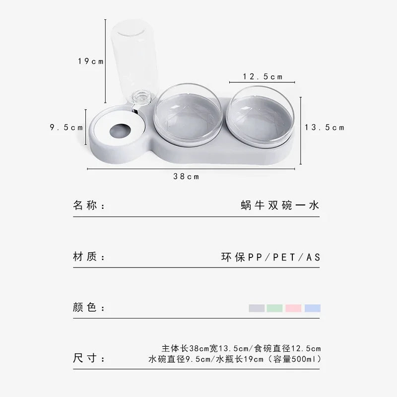 Pet Cat Food Bowl, Splash - proof Water, Three Bowl Neck Protection, Automatic Feeder, Water Storage Dispenser, Pet Dog Feeder