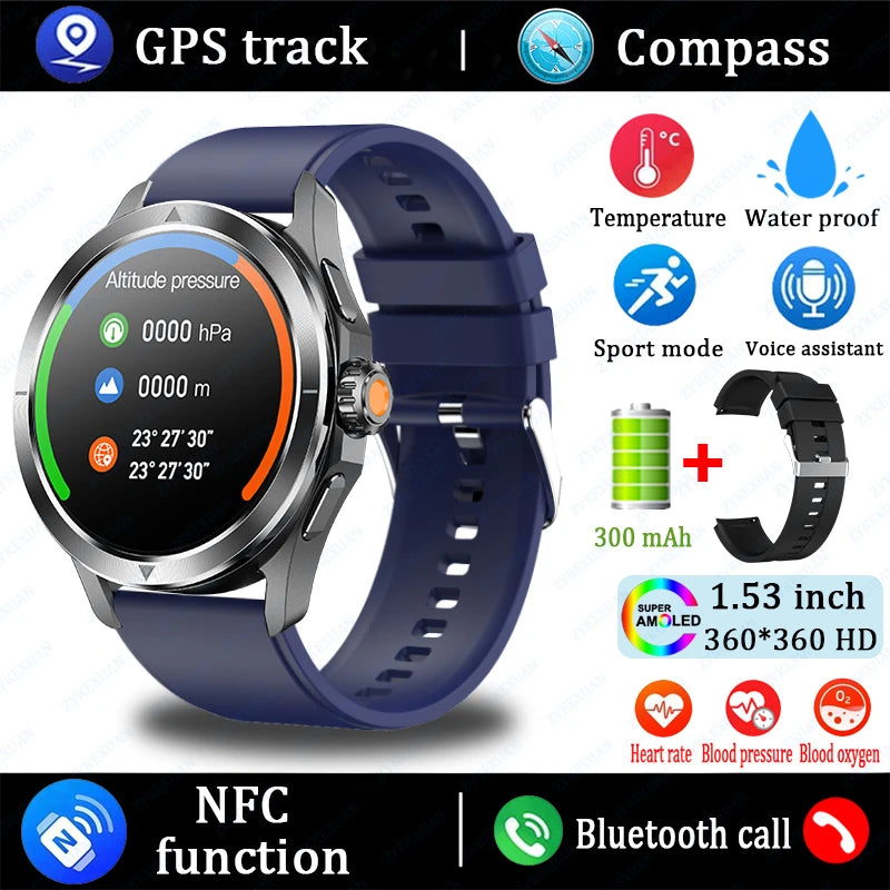 Novo 2025 para Xiaomi S4 Ultra Smart Watch Masculino AMOLED Esporte ao Ar Livre NFC GPS Rastreador de Frequência Cardíaca À Prova D'água Bluetooth Chamada Smartwatch