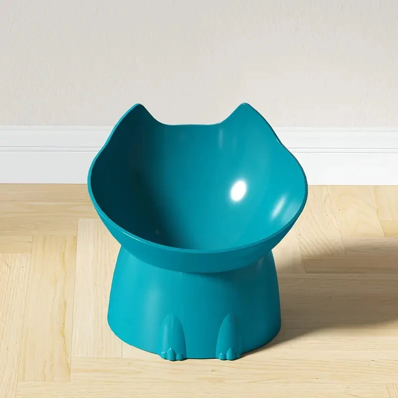 Tigela elevada para gatos WhiskerWare, 1 peça, tigela de plástico antiderrapante para alimentação de animais de estimação com borda inclinada, proteção para o pescoço e comida para gatinhos