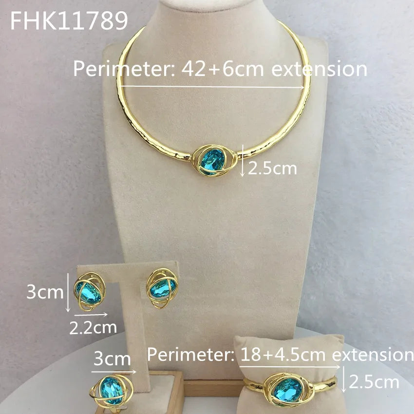Yuminglai Dubai Fine Jewelry Conjuntos de joias clássicas com strass para mulheres FHK11792