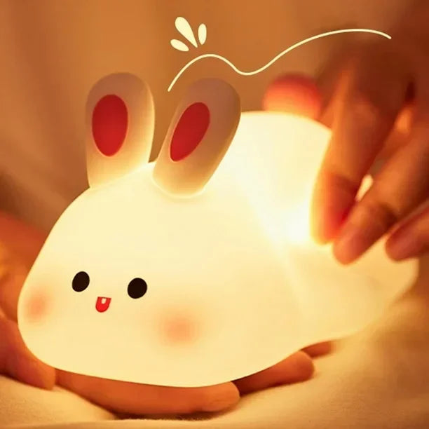 Luz noturna de silicone macio - USB recarregável, controle de toque, lâmpada de cabeceira regulável em 3 níveis para berçário, crianças, bebês e decoração de presentes