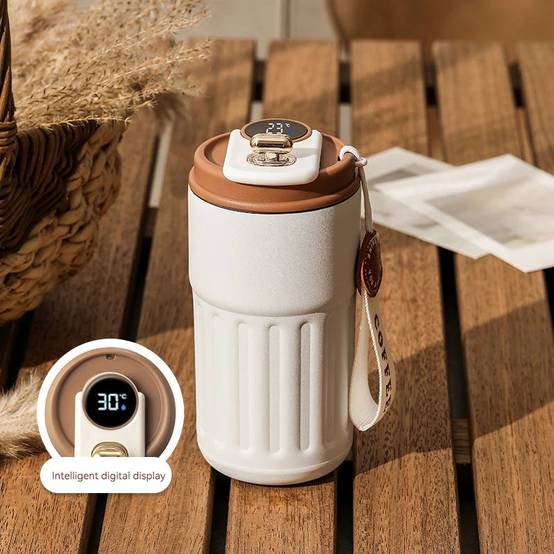 Garrafa térmica de aço inoxidável 450ml, com visor LED de temperatura, para café, mantém frio e quente, caneca térmica para viagem, garrafa térmica a vácuo