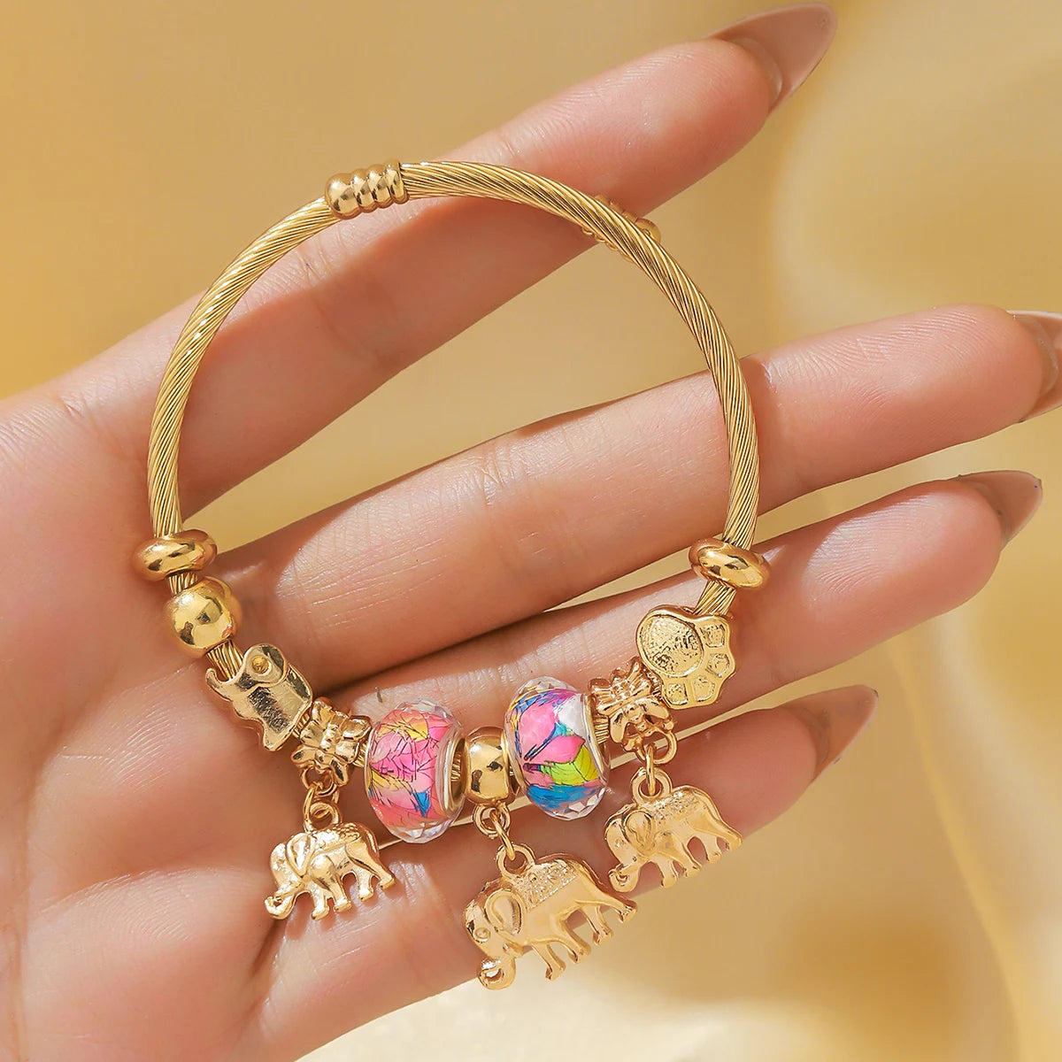 1 Pulseira feminina estilo família elefante pêssego coração árvore da vida pingente liga pulseira viagem ao ar livre banquete festa festival presente