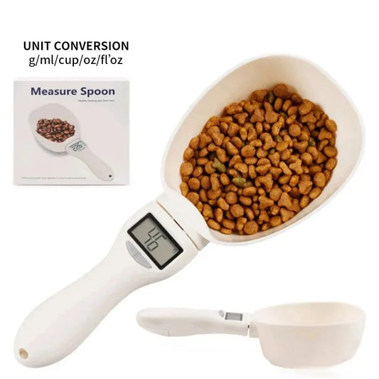 Balança de colher medidora de comida para animais de estimação, colher medidora digital de comida para cozinha, adequada para colher medidora de comida para cães e gatos