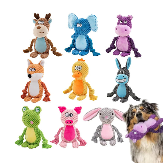 Brinquedo de corda para cachorro de pelúcia fofo, filhote de cachorro de pelúcia fofo, brinquedo de mastigar com nó de guincho, coelho de desenho animado, macaco