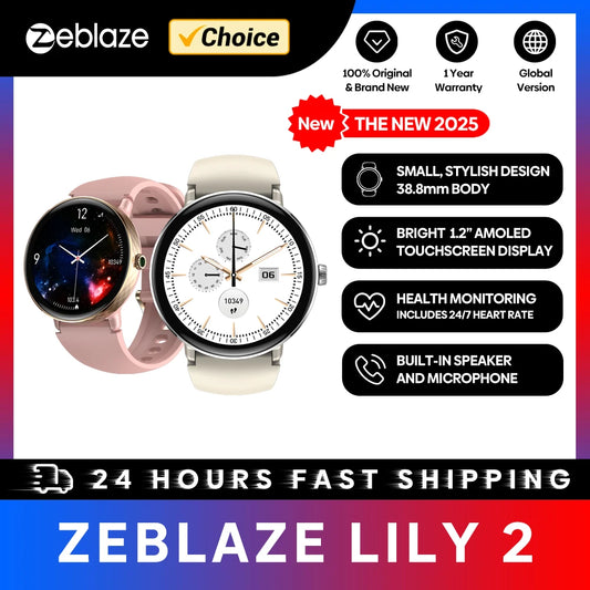 O NOVO Zeblaze Lily 2 2025, Smartwatch Feminino com Chamadas por Voz, Tela AMOLED de 1,2" e Pulseira Dupla, Relógio Inteligente Esportivo para Gestão da Saúde