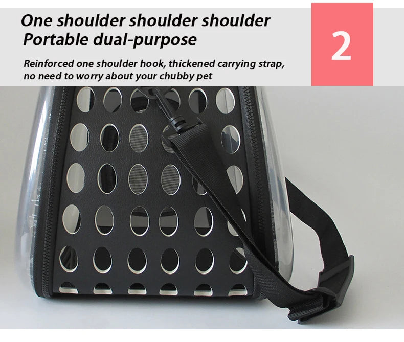 Bolsa de ombro para animais de estimação, bolsa de transporte para gatos, bolsa respirável para viagem ao ar livre, cápsula transparente para filhotes e gatinhos, bolsa de ombro portátil