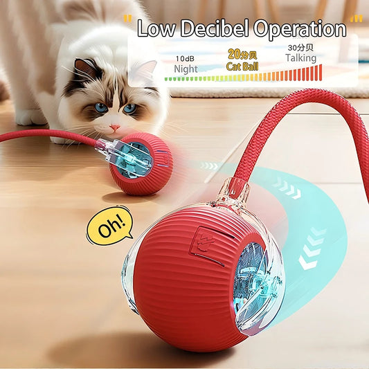 Bola de brinquedo interativa para gatos, bola rolante automática, rabo falso, brinquedo elétrico inteligente recarregável para animais de estimação, treinamento para cães e gatos, imitação de rato