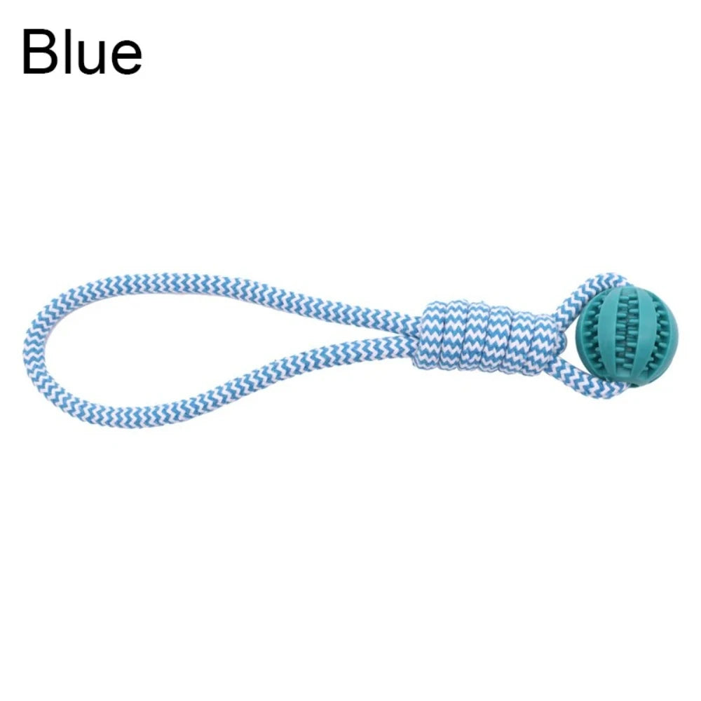 Bola de limpeza de dentes de animais de estimação, brinquedo de corda, bola dispensadora de petiscos de borracha, adequada para cães pequenos e grandes.