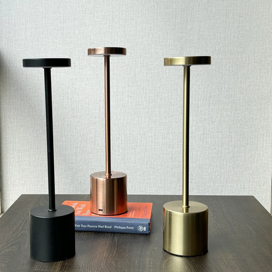 Luminária de mesa LED de toque simples recarregável, lâmpada de mesa de 3 cores, luz ambiente criativa para cabeceira, decoração de restaurante e bar, luz noturna