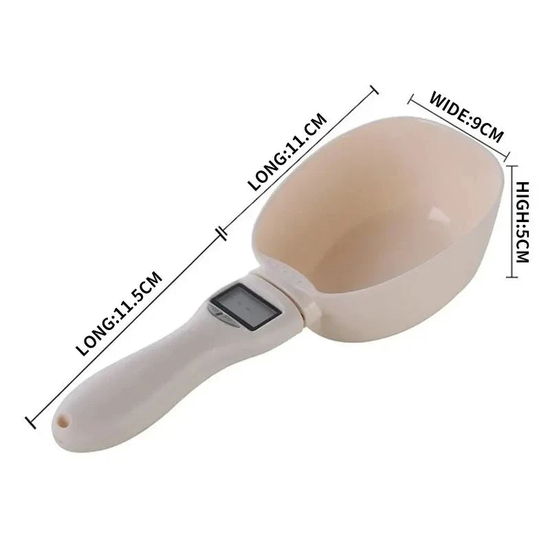 Balança de colher medidora de comida para animais de estimação, colher medidora digital de comida para cozinha, adequada para colher medidora de comida para cães e gatos