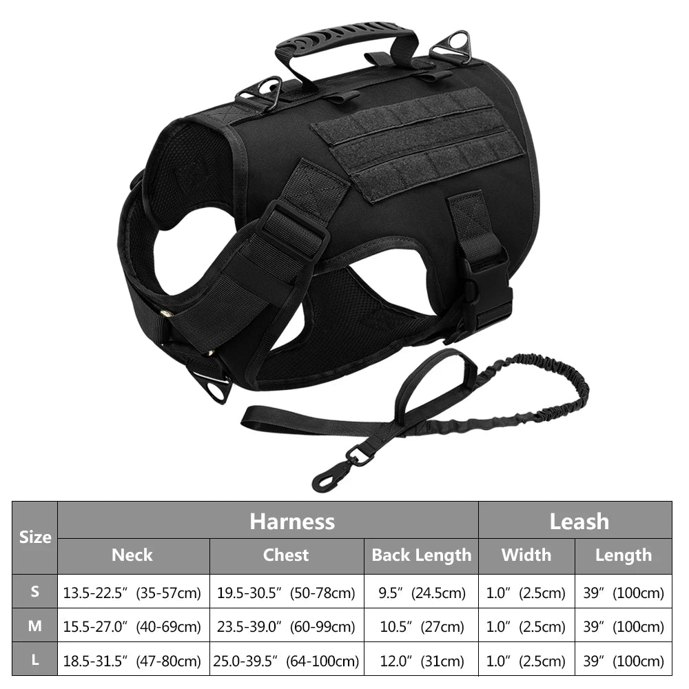Arnês tático para cães, ajustável, sem puxar, para treinamento militar de animais de estimação, colete Molle com alça para cães de médio e grande porte, para caminhadas ao ar livre