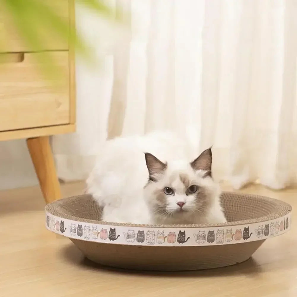 Cat Scratcher Cardboard Cat Scratcher Bed Corrugated Oval Cat Scratch Pad Board Claw Toys for Cats Wear-Resistant Cat Bed Nest