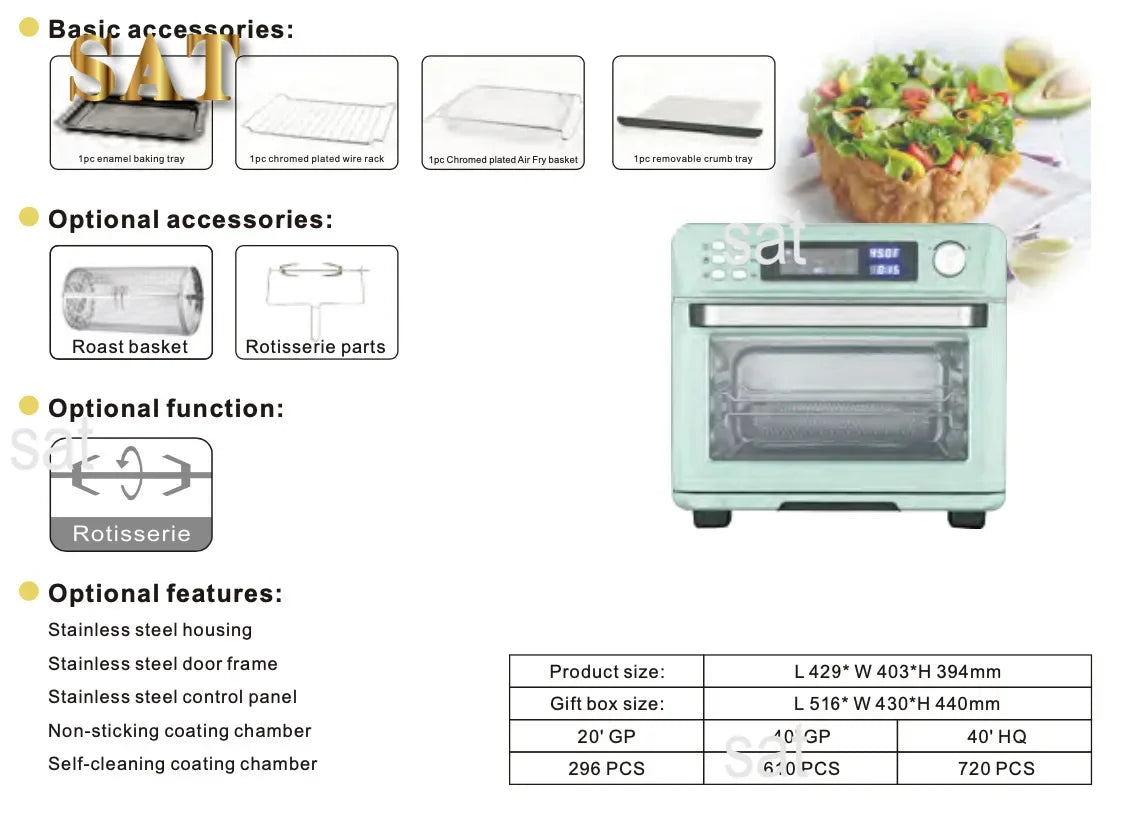 %a Tela digital de 24L, aquecedor de fritadeira elétrica multifuncional, fritadeira de ar personalizada preta e prateada de grande capacidade