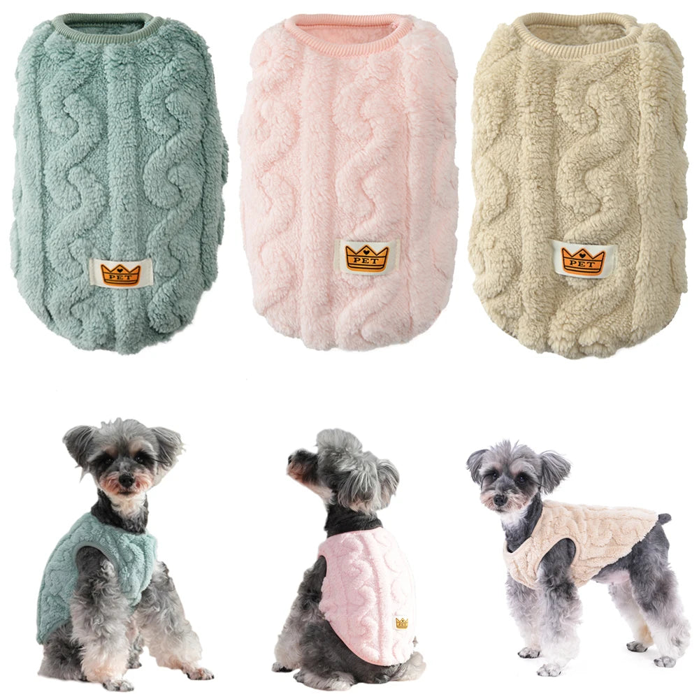 Roupas de lã macia para cães pequenos, suéter para gatos, outono e inverno, colete quente para filhotes, traje para buldogue francês e yorkshire