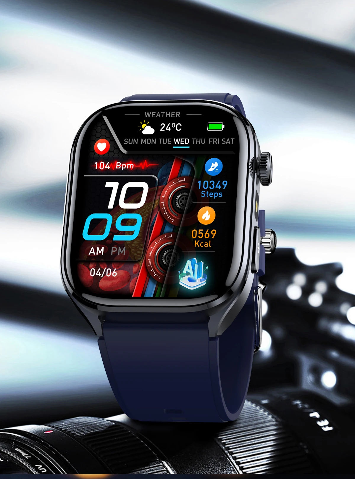 Novo relógio inteligente masculino 2025, pressão arterial, saúde, oxigênio no sangue, ácido úrico, lipídios, rastreador de fitness, relógios Bluetooth, chamada, ECG, smartwatch