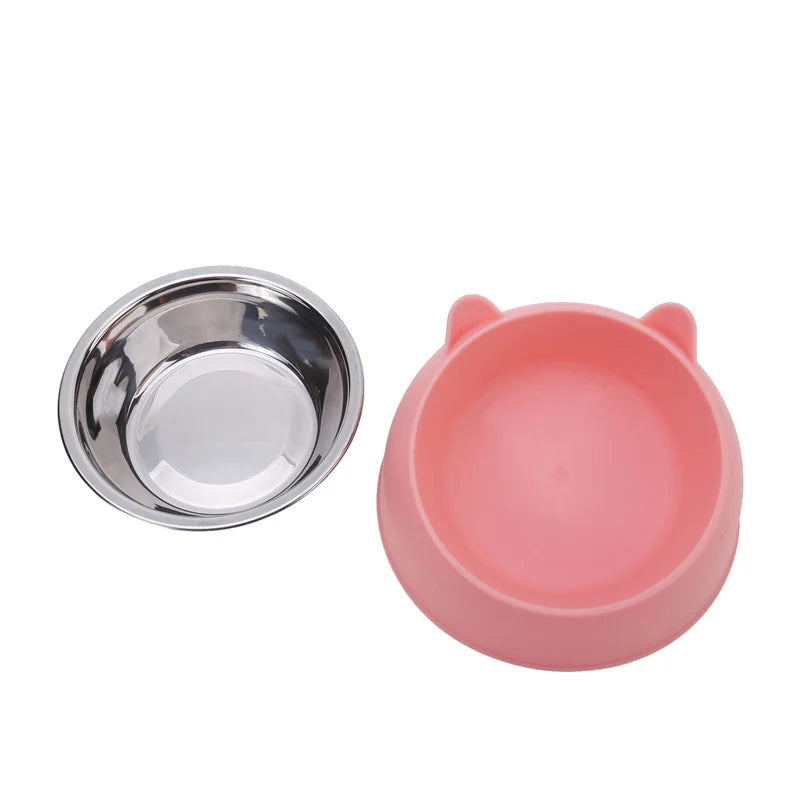 Tigela para gatos, adorável, criativa, inclinada, para gatinhos, filhotes, tigelas de alimentação, aço inoxidável, alimentador para gatos, cães de estimação, alimentadores para gatos