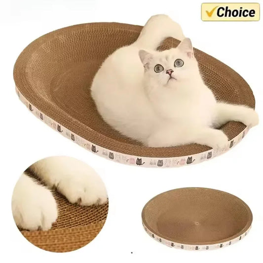 Cat Scratcher Cardboard Cat Scratcher Bed Corrugated Oval Cat Scratch Pad Board Claw Toys for Cats Wear-Resistant Cat Bed Nest