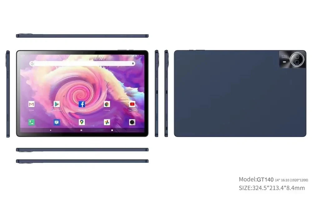 Tablet Android 14 de 14 polegadas com firmware global, tela FHD 2K, 16 GB e 512 GB, novo firmware global de 2025, compatível com Android 14, 5G e Wi-Fi, com suporte para GPS e laptop