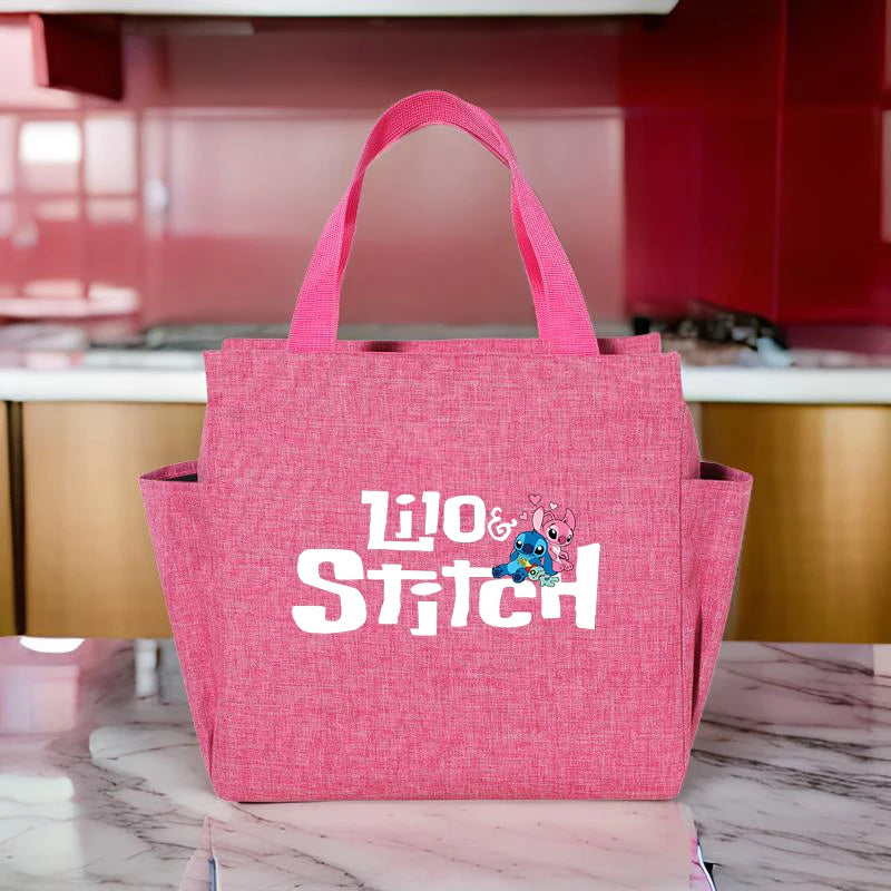 Bolsa de almoço térmica Stitch - Tecido Oxford impermeável, papel alumínio, bolsa quadrada portátil e reutilizável para trabalho, escola, piquenique