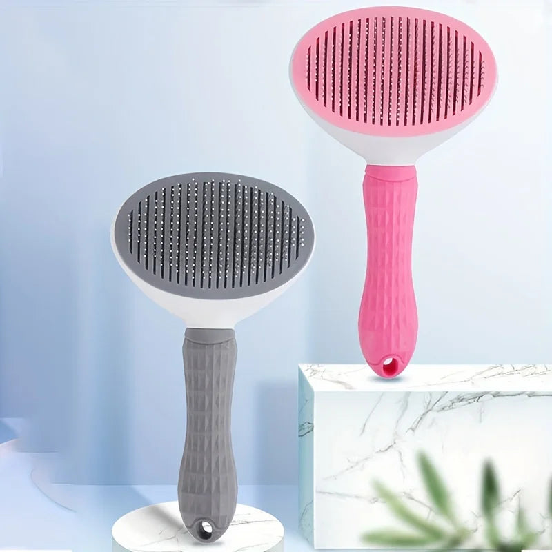 Pente de remoção de pelos de animais de estimação com um clique para limpeza sem esforço de cães e gatos - Escova flutuante para remoção de pelos com função automática