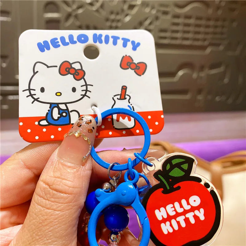 Atacado Sanrio Chaveiro Hello Kitty Mochila Escolar Pingente Kawaii Kt Vermelho Azul Branco Desenho Animado Chave Kitty TV Chaveiro com Contas Presente para Meninas
