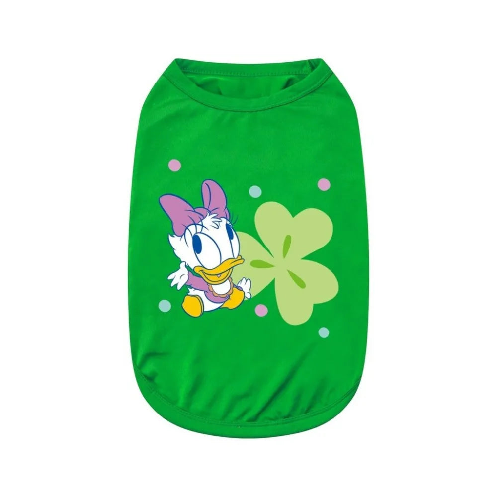 Camiseta estampada para animais de estimação, feita de material de fibra para lazer interno e externo, entretenimento, proteção solar, roupas para cães e gatos