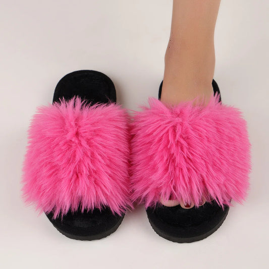 Chinelos femininos para interior 2025 Outono e Inverno Novos chinelos de pelúcia para casa, antiderrapantes, duráveis, da moda, quentes