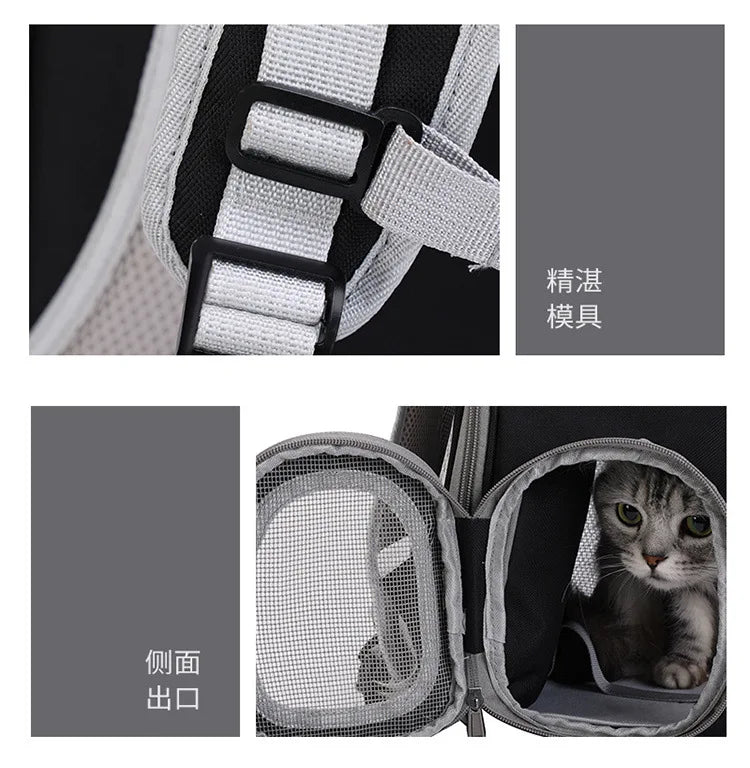Mochila para animais de estimação, cápsula espacial transparente, mochila de ombro duplo para gatos, bolsa expansível para gatos, bolsa portátil para cães pequenos