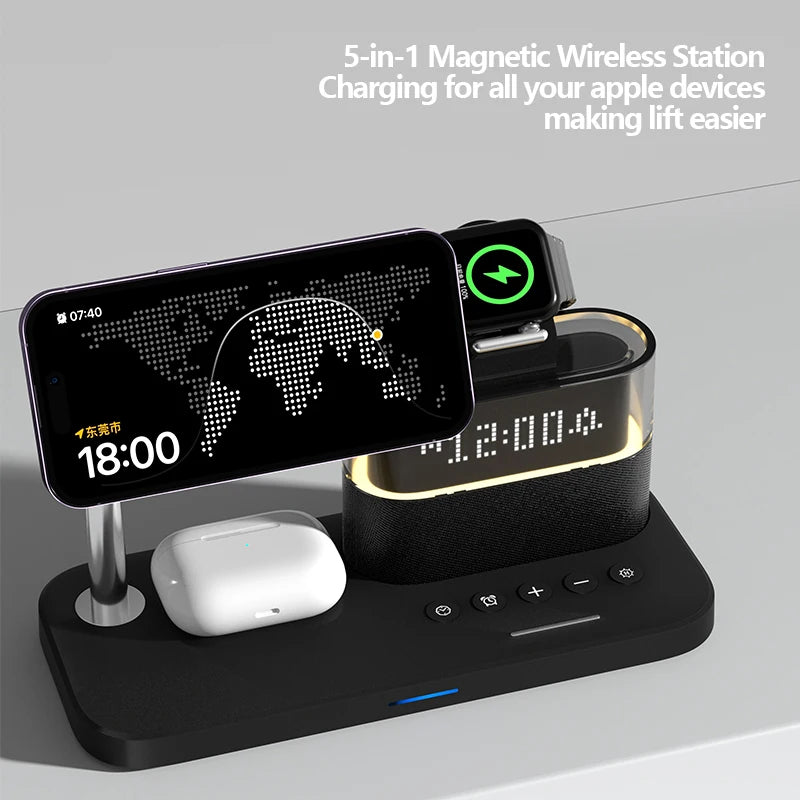 2025 Nova Estação de Carregador Sem Fio Rápido Multifuncional de Alta Qualidade 3 em 1 Lâmpada de Mesa LED Luz de Mesa Carregador Sem Fio