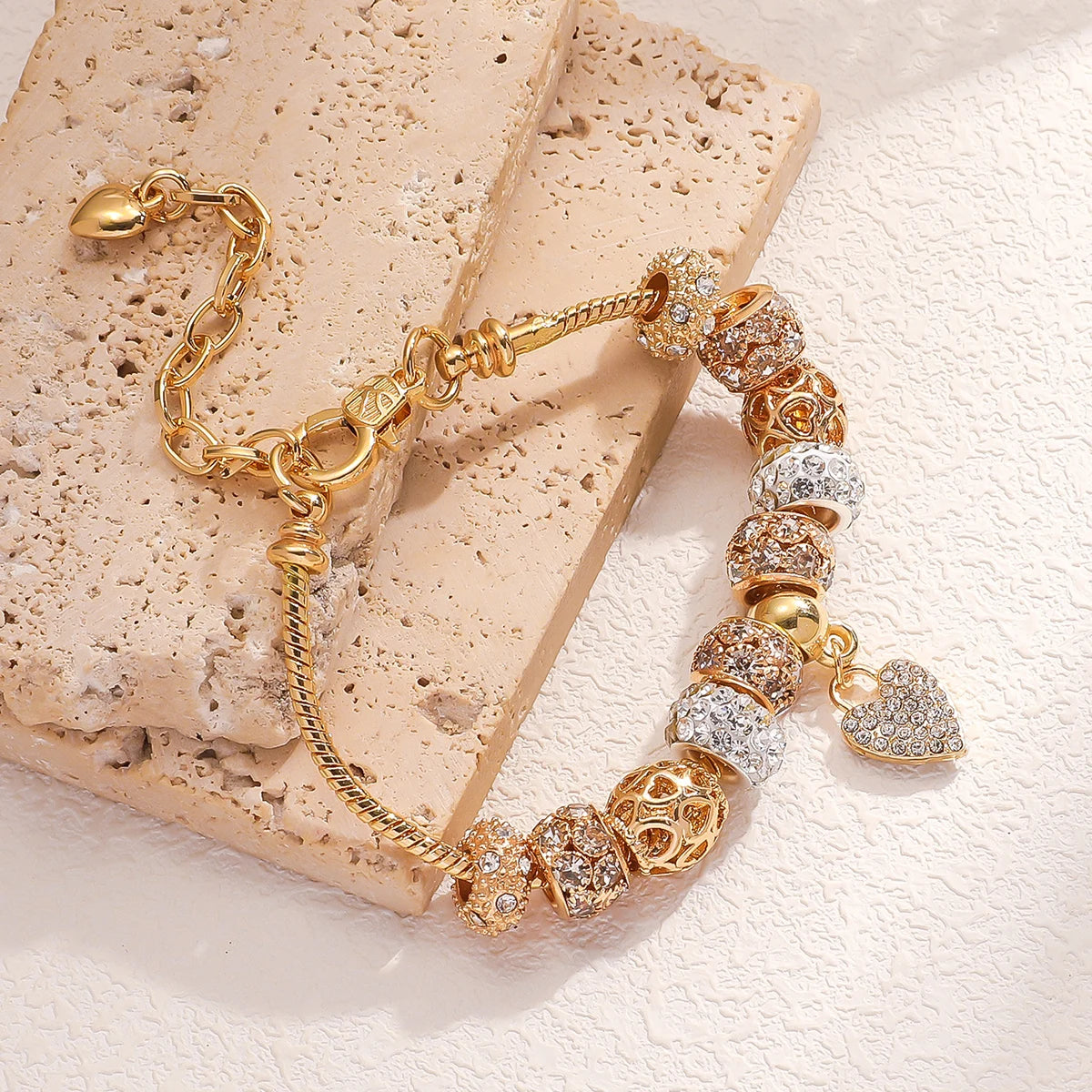 1 Pulseira feminina multi-elementos com contas de amor, pulseira de família, acessórios para festa de uso diário