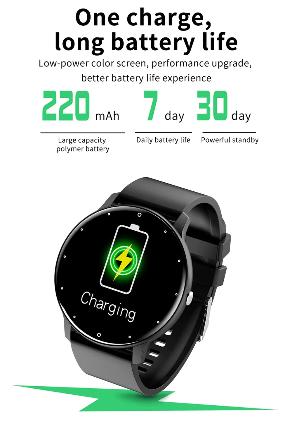 Relógio inteligente ZL02 com tela sensível ao toque, esportivo, fitness, IP67, à prova d'água, Bluetooth, recarregável, presente para homens e mulheres