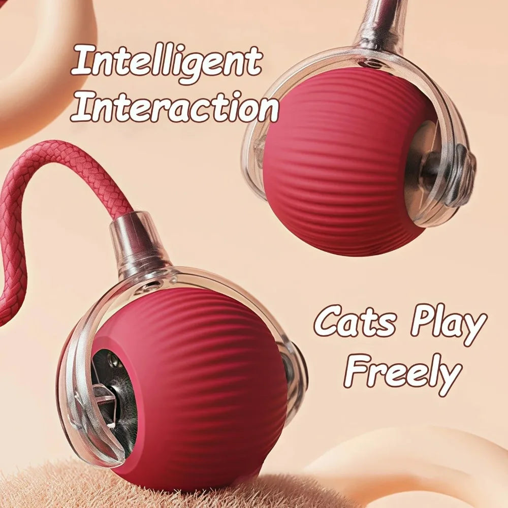 Novo brinquedo interativo para gatos, bola rolante automática, rabo falso, brinquedo elétrico inteligente recarregável para animais de estimação, treinamento para cães e gatos, imitação de rato
