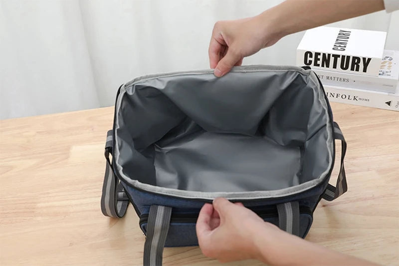 Lancheira grande isolada portátil de 15L, preta, à prova d'água, à prova de vazamentos, reforçada, portátil, para transporte em ombro, para piquenique ao ar livre